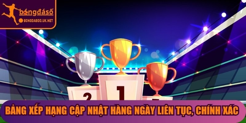 Bảng xếp hạng cập nhật hàng ngày liên tục, chính xác nhất